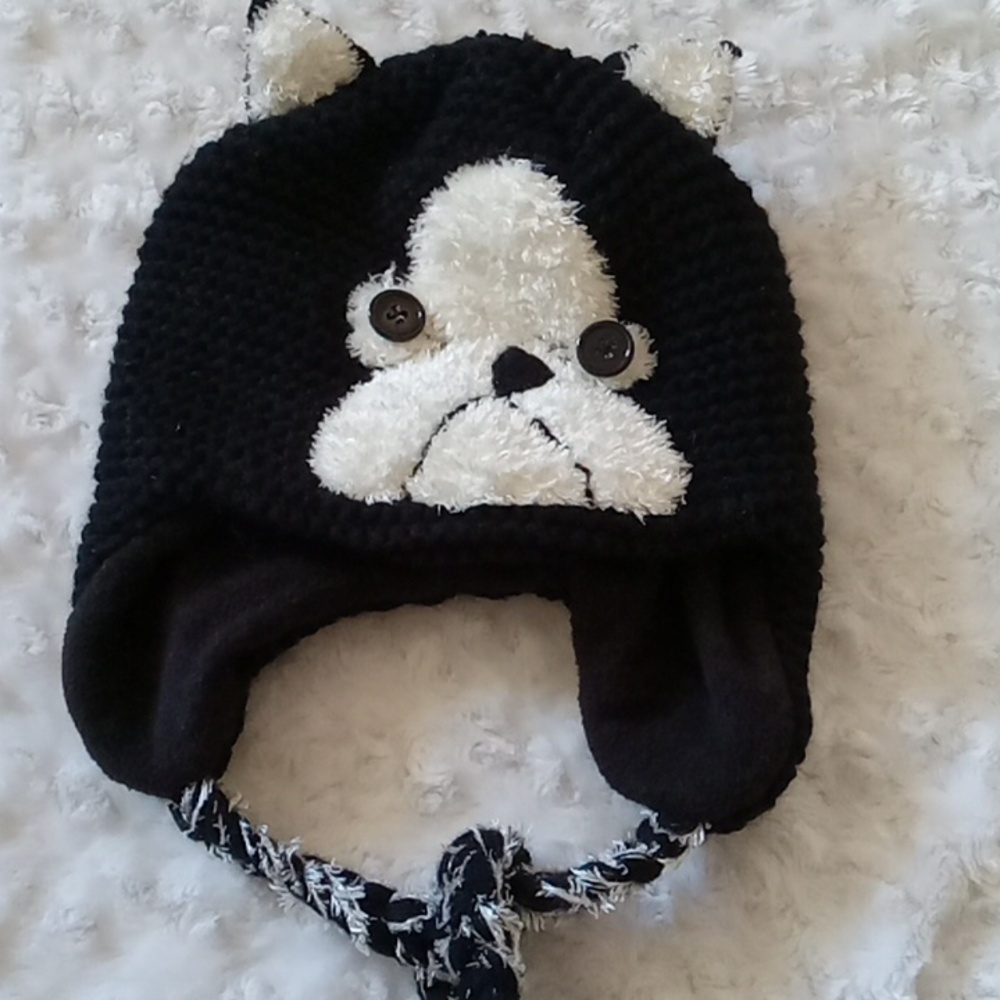 ⭐️ Host Pick ⭐️ Kids | Cute Bull Dog Black White Button Hat - Picture 5 of 5